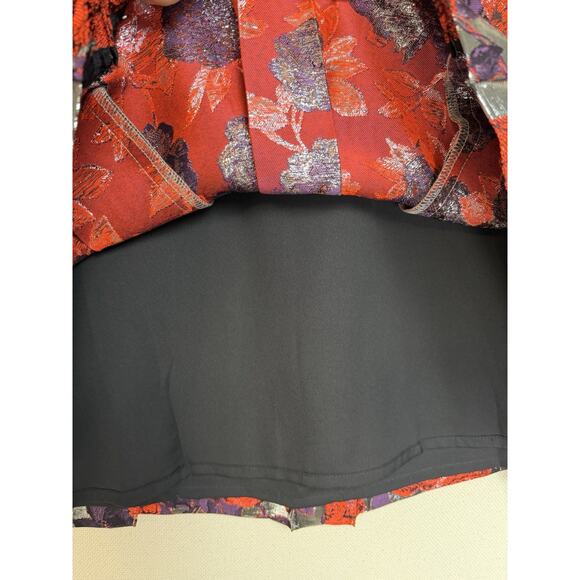 J.Crew Collection Pleated Skirt Women’s Sz 00 Metallic Floral Brocade Dressy - Picture 6 of 12